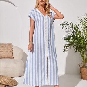Women's Dress Dresses for Women Striped Dolman Sleeve Slit Front Tunic Dress XL